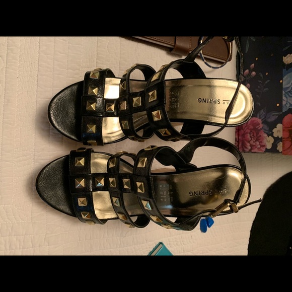 Call It Spring Black/Gold Size 10 Wedge 5” Heels - Picture 3 of 6